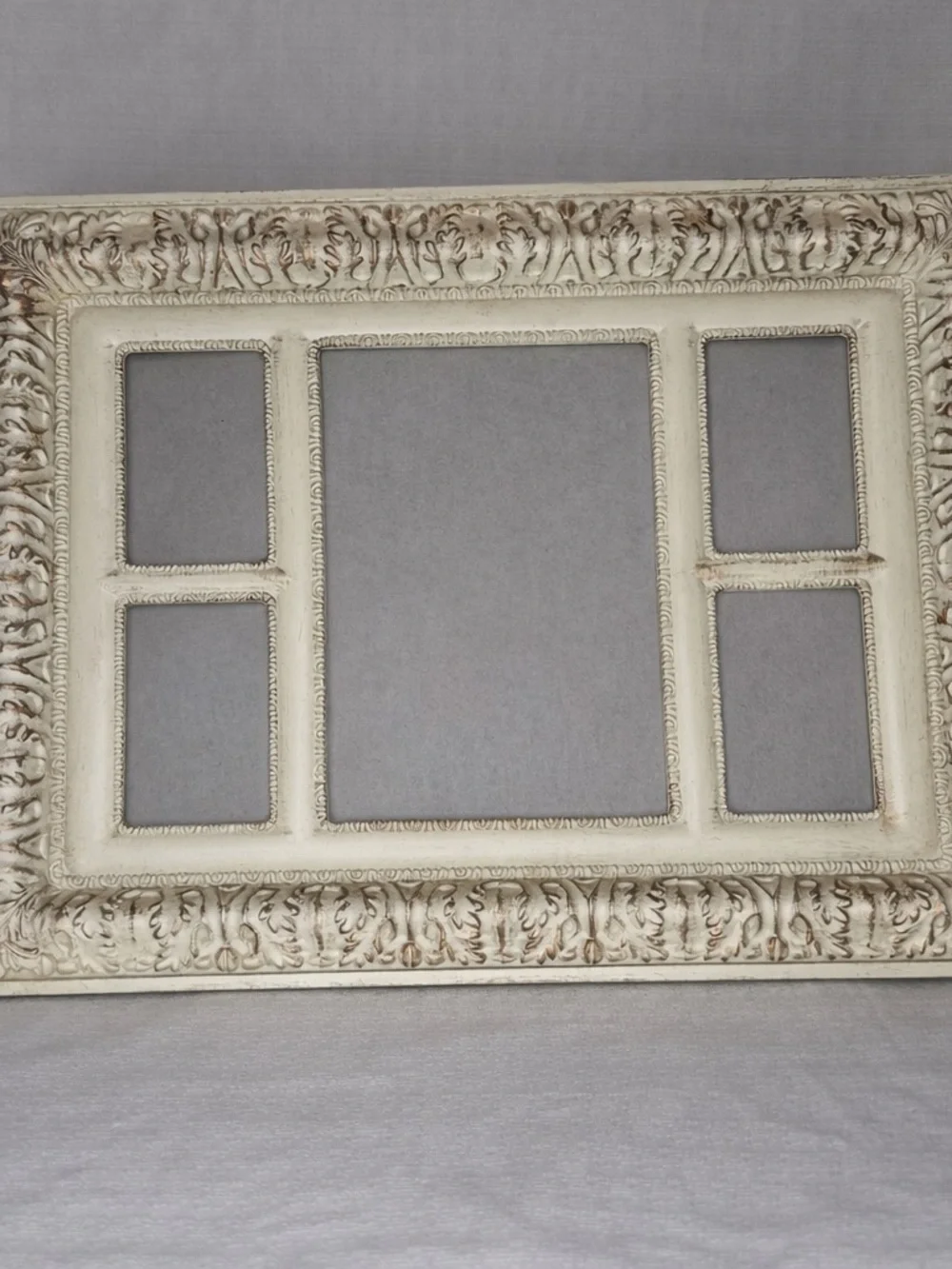 Vintage Ornate Collage Frame 4x6 Center 2x3 Sides Cream